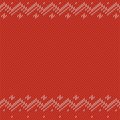 Red knitted background with classic pattern, editable resizable illustration