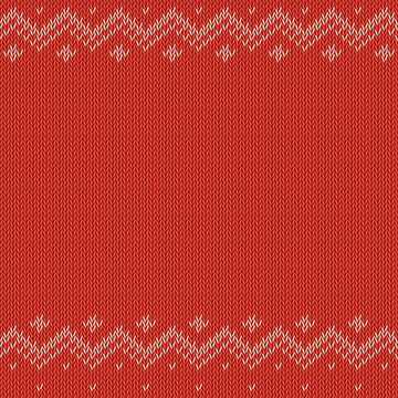 Red knitted background with classic pattern, editable resizable illustration