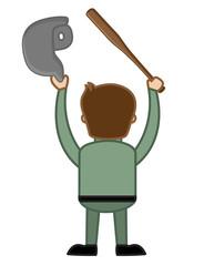 Baseball Player Win - Cartoon Vector