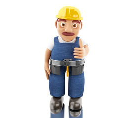 3d Construction worker with tools