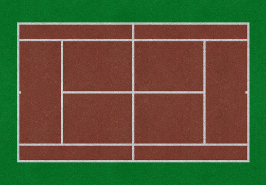 Tennis field. Tennis brown court. Top view. Isolated