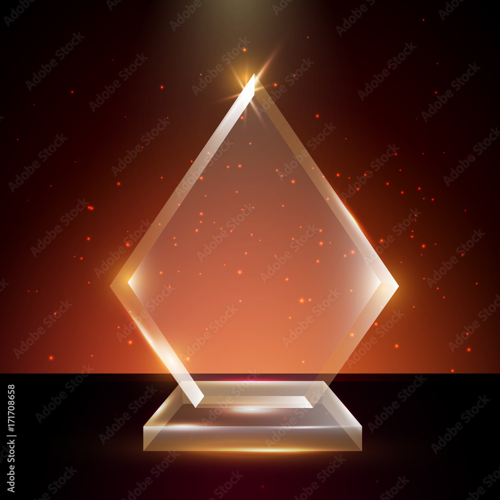 Wall mural Blank Transparent Vector Acrylic Glass Trophy Award template in Glowing Background - Wall murals