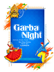 Couple playing Dandiya in disco Garba Night poster for Navratri Dussehra festival of India