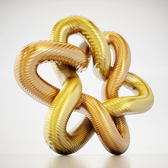 Golden star shaped ornament. 3D illustration