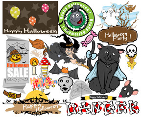 Set of Scary Halloween Characters vector clip-art illustration