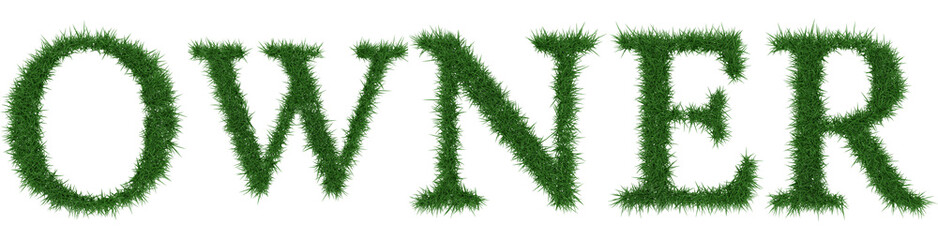 Owner - 3D rendering fresh Grass letters isolated on whhite background.