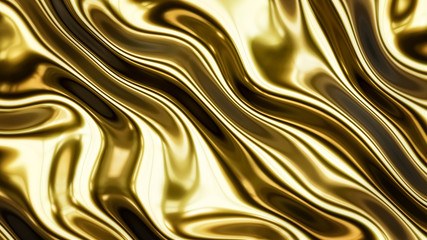 Gold smooth waves 3d rendering