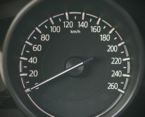 Speedometer of a black car. Car Dashboard