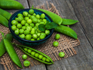 green peas on a table