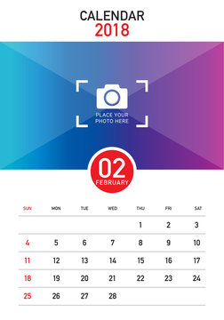 February 2018 desk calendar vector illustration