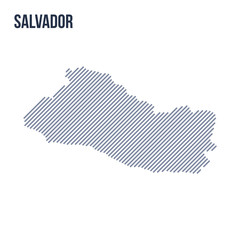 Vector abstract hatched map of Salvador with oblique lines isolated on a white background.