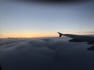 Fototapeta premium Sunset view from aiplane over Helsinki