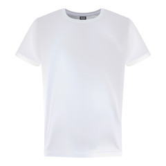 Men s White Short Sleeve T-Shirt Design Templates Isolated On A White Background. Vector Illustration. Clothes