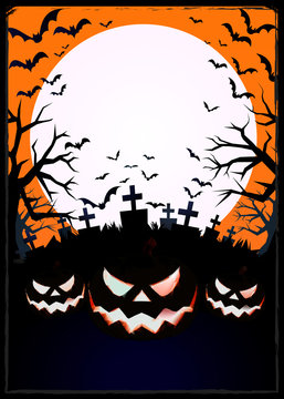 Jack on the dark grave forest illustration for halloween