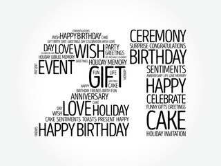 Happy 21st birthday word cloud collage concept