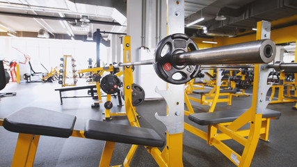 Interior Of Modern Fitness Gym - yellow color