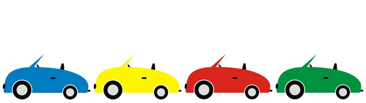 Group of cars, colors, vector icon