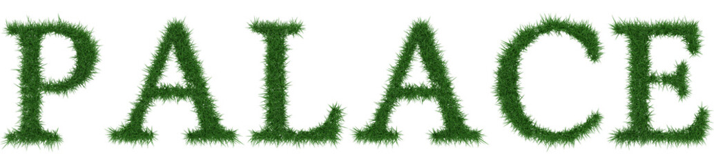 Palace - 3D rendering fresh Grass letters isolated on whhite background.