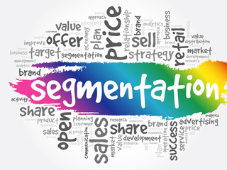 Segmentation word cloud collage, business concept background