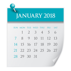 January 2018 calendar vector illustration