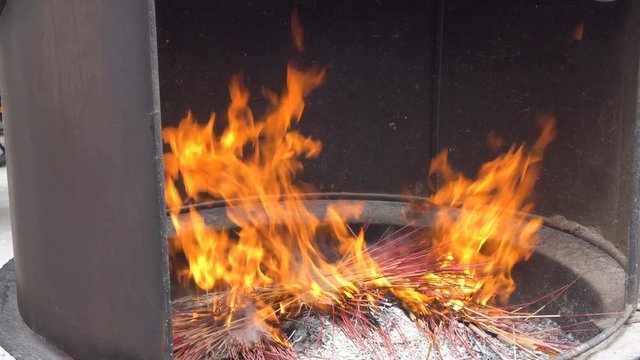 Incense Sticks Burned in Fire