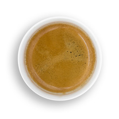 Top view of a paper coffee cup