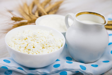 Cottage cheese, sour cream and milk