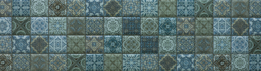 Decorative tiles with a mosaic pattern for kitchen interior