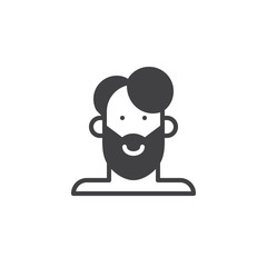 Man face icon vector, filled flat sign, solid pictogram isolated on white. Symbol, logo illustration.