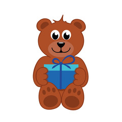 teddybär mit blauem geschenk