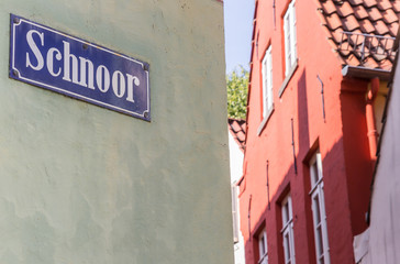 Fototapeta premium Street sign in the historic Schnoor district of Bremen