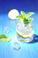 Mojito cocktail with lime and mint