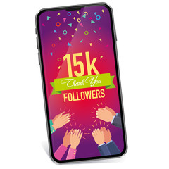 Vector banner Thank you to the followers of 15000 subscribers of the approval gadget
