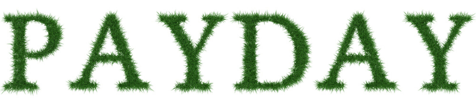 Payday - 3D rendering fresh Grass letters isolated on whhite background.