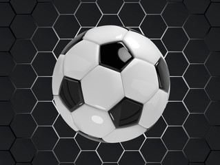 black and white football soccer vector background with ball in 3d style