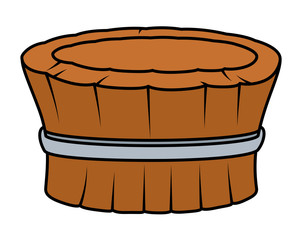 Retro Wooden Basket Vector Illustration
