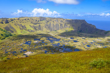 Rano Kau volcano crater in Easter Island