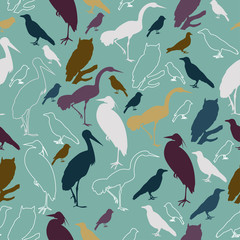 Seamless pattern with birds for printing on paper or fabric.