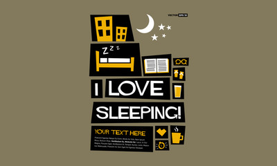 I Love Sleeping (Flat Style Vector Illustration Quote Poster Design)