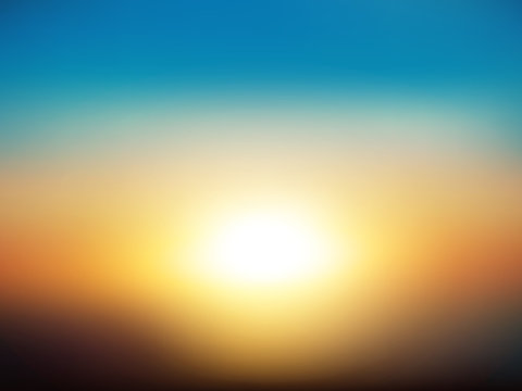 Blur landscape & shining sun background. Abstract design. Vector illustration