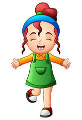 Cute little girl smiling in jumpsuit