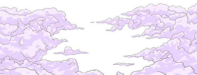 Illustration of clouds from high angle with perspective