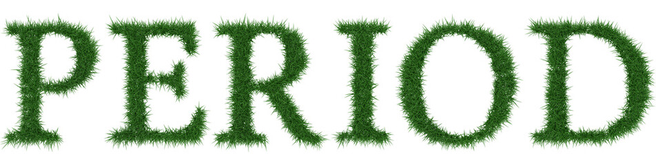 Period - 3D rendering fresh Grass letters isolated on whhite background.