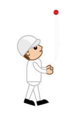 Cricket Player Catching a Ball