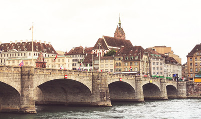 Fototapeta na wymiar Mittlere Brücke (Central Brigde) - Basel - Switzerland