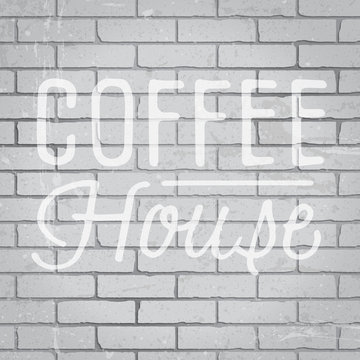 Fototapeta Hand drawn lettering slogan on brick wall background