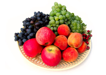 Set of different fruits isolated on white background