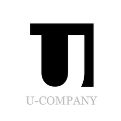 Vector geometric initial letter U on black square background