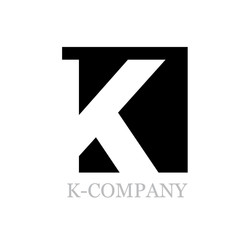 Vector geometric initial letter K on black square background