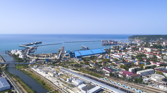 The seaport in Tuapse near the Tuapse oil refinery. Russia.